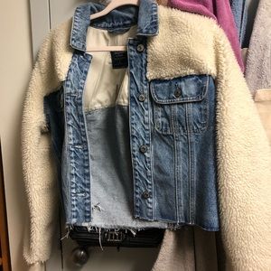 NEW Abercrombie & Fitch Denim/Sherpa Jacket
